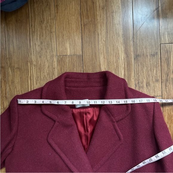 Calvin Klein Vintage Maroon Wool Double-breasted Coat 12. - Picture 2 of 11
